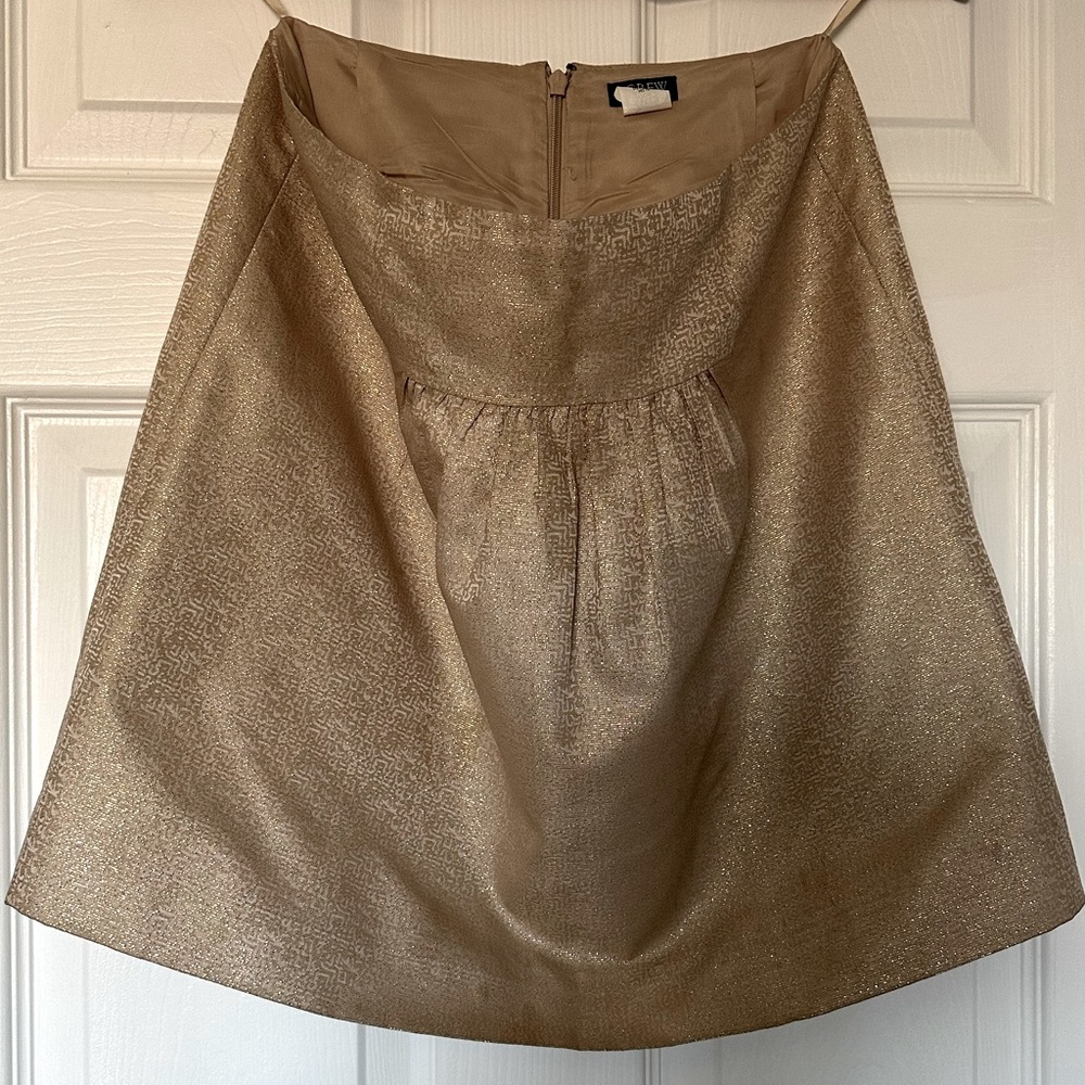 J. CREW metallic gold brocade skirt.